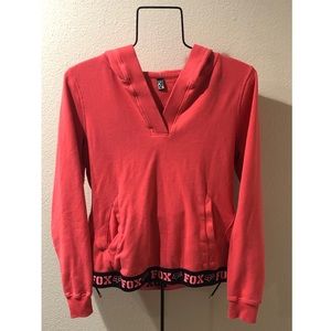 Fox Orange V Neck Hooded Sweatshirt